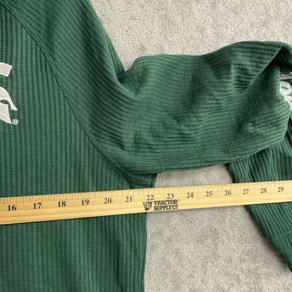 NEW Michigan State Spartans Men's L Green Waffle Knit Hooded Pullover Sweatshirt - Picture 4 of 8